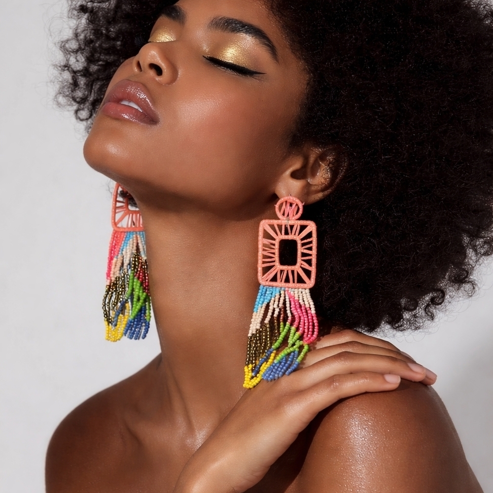 nOir Jewelry Multicolor Beaded Earrings